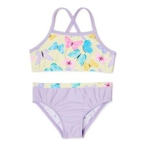 Toddler Girls Swimsuit Two Piece Butterfly Print Bikini Swimwear pool beach new